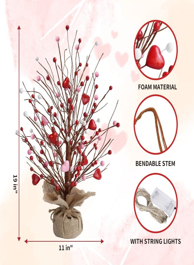 CRCZK Valentine's Day Table Tree Artificial Tree and Flowers for Centerpieces Featured Burlap Base Farmhouse Valentine's Day Tabletop Decorations - Image 2
