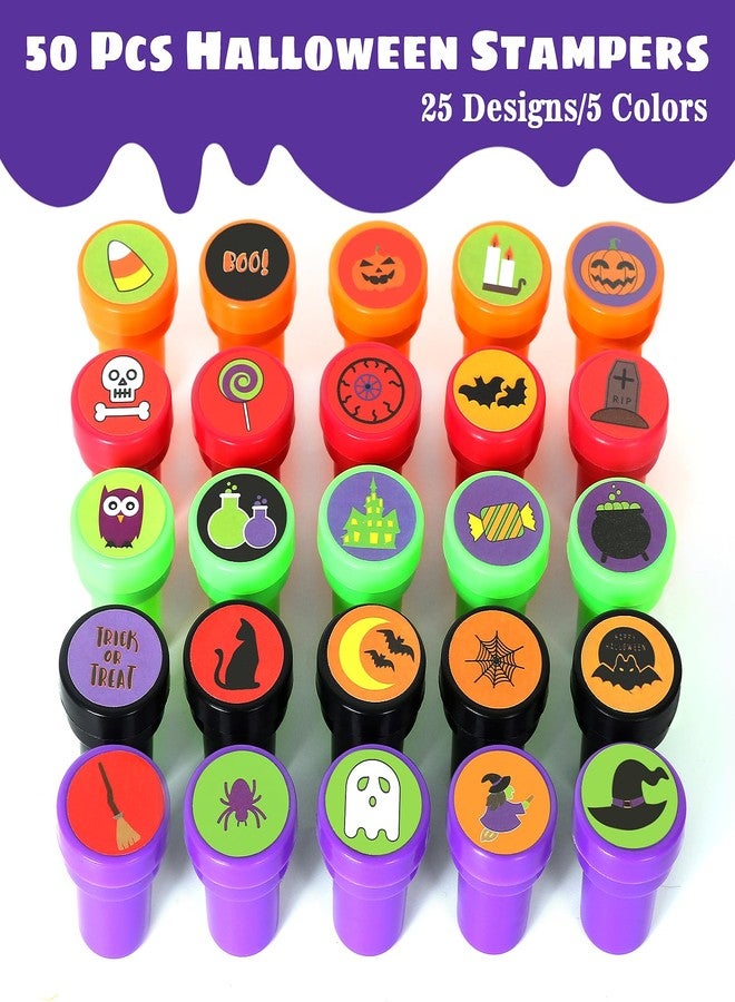 Childom Halloween Stamps for Kids, 50 Pcs Halloween Decorations Stamps Goodie Bag Fillers, Halloween Toys Bulk for Treat Bags Party Favors for Kids, Halloween Party Favors for Goody Bag, Children, Candy Bag - Image 2
