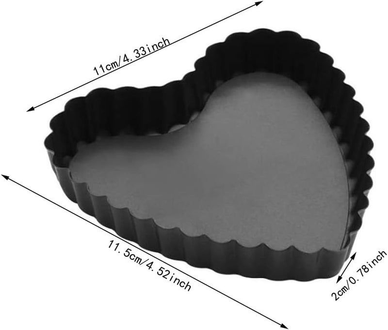 Hoshen 2 Pieces 45 Inch Movable Bottom Baking Pan Pizza Pan NonStick Coating Movable Pan Mold Chrysanthemum Pie Pan Tart Pan Pizza Pan HeartShaped Black - Image 4