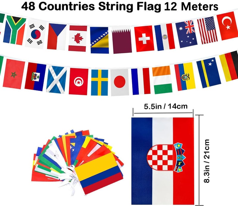 SODANEED 48 Countries World Flag String Flags for World Cup Decorations, Double Sided Fabric Nations String Banner for Olympic Soccer Bar Club Garden Street Sports 2026 Party Decor 1 Pack - Image 2