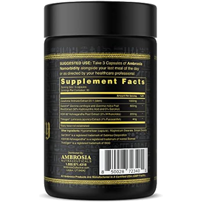 Ambrosia Nomorbidity Advanced Appetite Control & Hunger Management Formula | Appetite Suppressant & Mood Support with KSM-66 Ashwagandha, Garcitrin, and Thinogen - Image 3