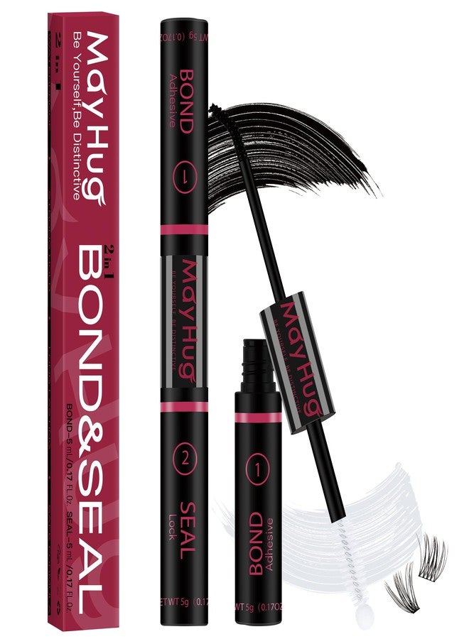 Mayhug Lash Bond and Seal Waterproof Lash Glue Long Lasting 72H Strong Hold Eyelash Glue for Clusters 2 in 1 Adhesive and Sealant DIY Lash Extension (5ml+5ml) - Image 1