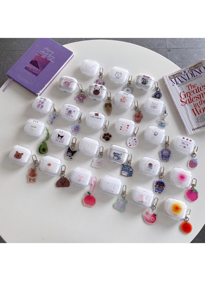 Generic - Cartoon Airpods3 Protective Case Cute Simple Suitable For Apple 1/2 Generation Earphone Case TPU Transparent Soft Case-Color:Hula Hoop Bear + Same Pendant-Model:Generation 3 - Image 1