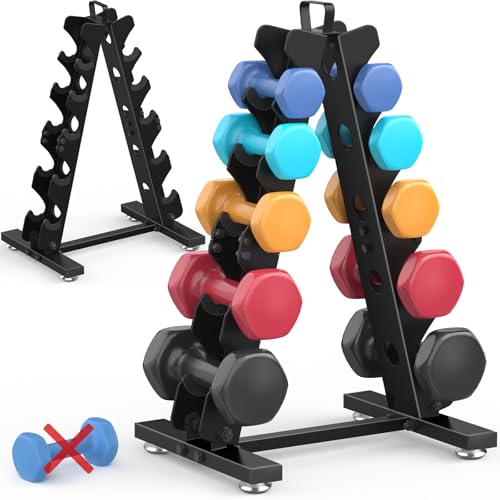 TomCare Dumbbell Rack Stand Only 5 Tier Weight Rack for Home Gym Metal Compact AFrame Dumbell Holder for Dumbell Set 535 LB Weight Storage Holder with Handle Stand Only - Image 1