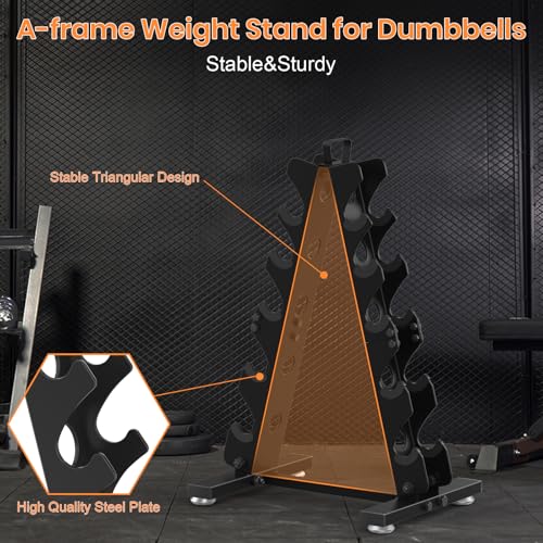 TomCare Dumbbell Rack Stand Only 5 Tier Weight Rack for Home Gym Metal Compact AFrame Dumbell Holder for Dumbell Set 535 LB Weight Storage Holder with Handle Stand Only - Image 3
