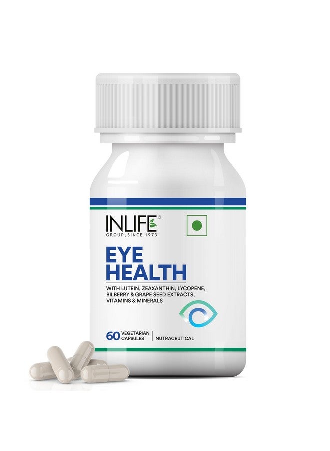 Inlife مكملات صحة العين من INLIFE | فيتامينات العناية بالعين لوتين، زياكسانثين، بذور العنب، توت العليق، زنك، سيلينيوم، لايكوبين - 60 كبسولة نباتية (عبوة من 1، 60) - Image 1
