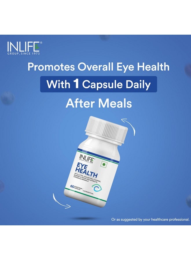 Inlife مكملات صحة العين من INLIFE | فيتامينات العناية بالعين لوتين، زياكسانثين، بذور العنب، توت العليق، زنك، سيلينيوم، لايكوبين - 60 كبسولة نباتية (عبوة من 1، 60) - Image 3