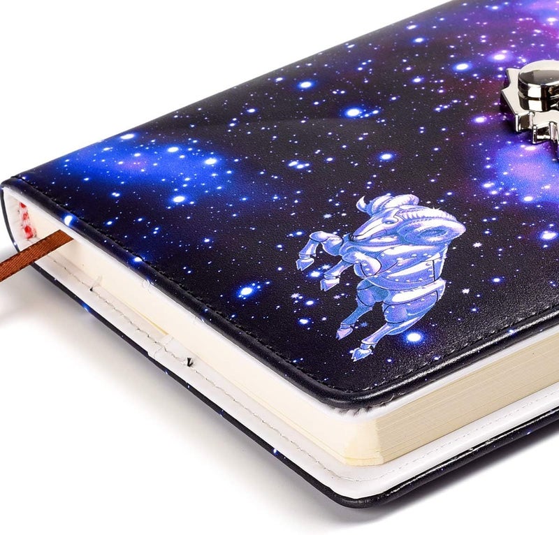 ARRLSDB A5 Creative Password Lock Journal PU Leather Combination Lock Diary Locking Diary Notepad (Aries) - Image 4