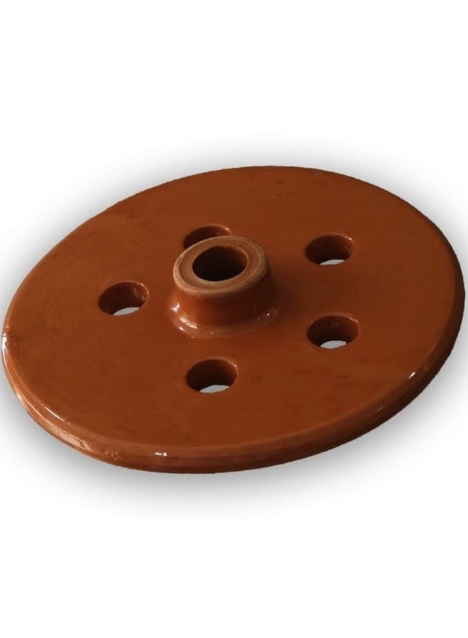 غطاء دولما مصنوع يدويًا من الطين، وغطاء لفافة ورق عنب من الطين الحراري غير المزجج، ومكبس شواء طبخ مرجح من الفخار الطبيعي (متوسط ​​8.2 بوصة) - Image 2