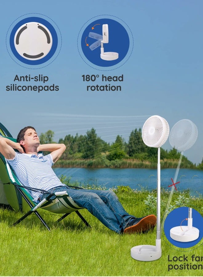 Primevolve Battery Operated Fan,Portable Rechargeable USB Floor Table Desk Fan with Adjustable Height, 4 Speed Settings Pedestal Fan for Bedroom Camping Travel,White 7.7" - Image 5