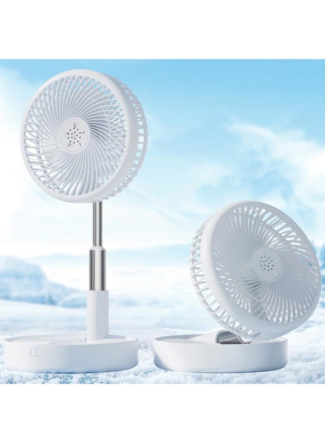 Primevolve Battery Operated Fan,Portable Rechargeable USB Floor Table Desk Fan with Adjustable Height, 4 Speed Settings Pedestal Fan for Bedroom Camping Travel,White 7.7" - Image 1