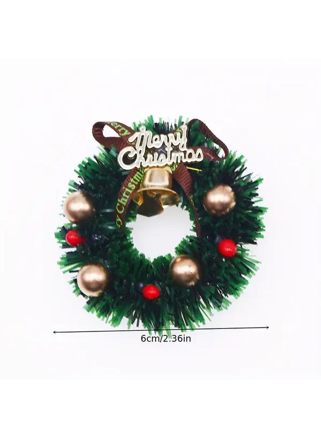 Golden Sphere Red Light Brown Butterfly Festival Miniature Dollhouse Christmas Wreath - Image 2