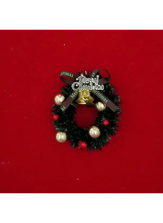 Golden Sphere Red Light Brown Butterfly Festival Miniature Dollhouse Christmas Wreath - Image 1