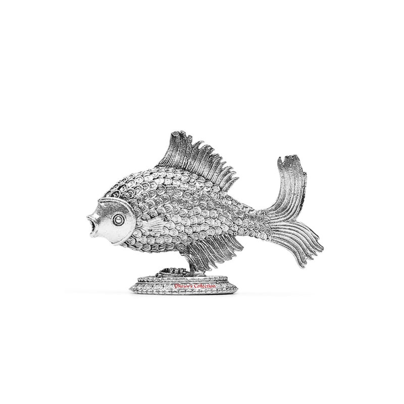 DHRUVS COLLECTION 925 Oxidized Silver Fish Chandi ki Machli for Astrological Lal Kitab Remedies Vastu Pooja Housewarming Home Decor and Gifting Purposes Small 8 Grams - Image 1