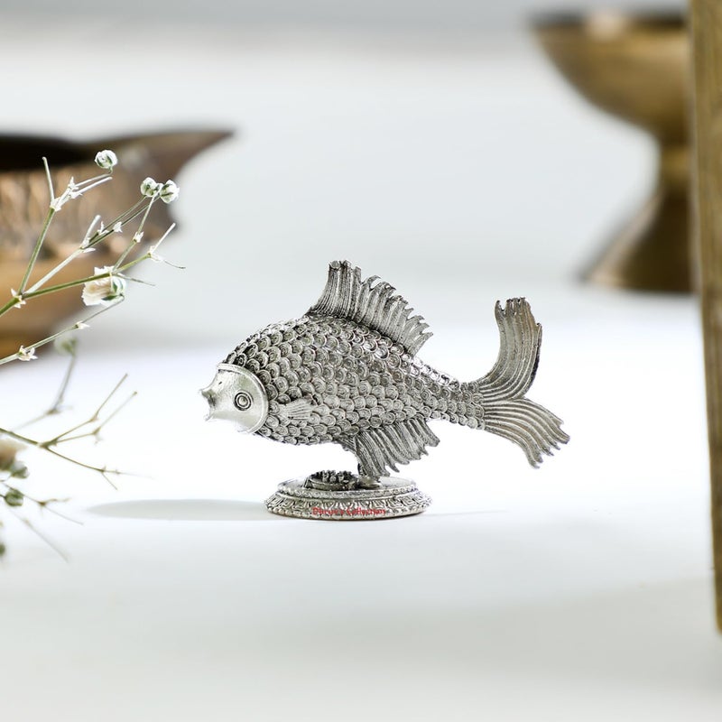 DHRUVS COLLECTION 925 Oxidized Silver Fish Chandi ki Machli for Astrological Lal Kitab Remedies Vastu Pooja Housewarming Home Decor and Gifting Purposes Small 8 Grams - Image 3