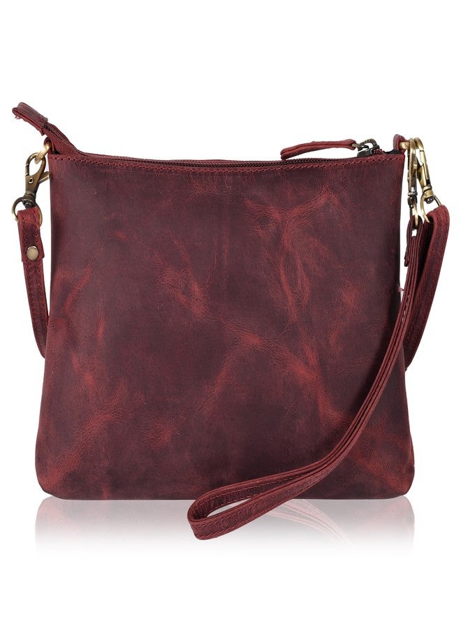 Ozora Leather Small Crossbody Purses for Women Mini Travel Purse with Adjustable Strap Leather Wristlet Purses (Red Hunter) - Image 1
