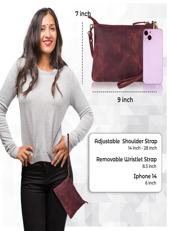 Ozora Leather Small Crossbody Purses for Women Mini Travel Purse with Adjustable Strap Leather Wristlet Purses (Red Hunter) - Image 2