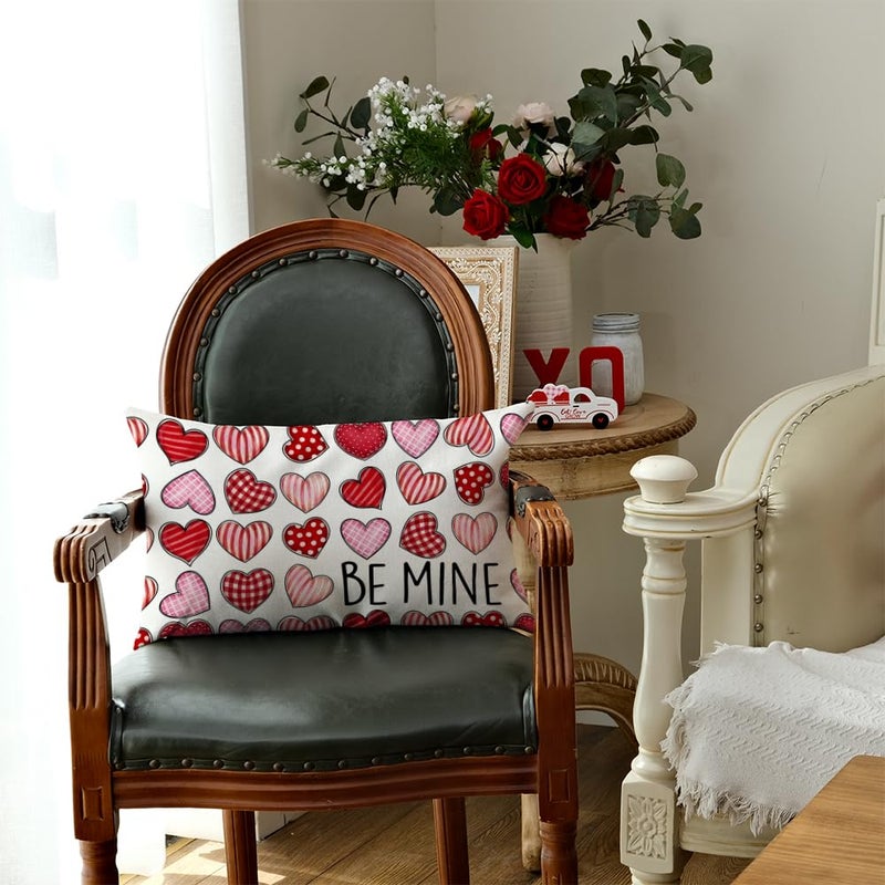 AACORS Valentines Day Pillow Cover 12X20 Inch Colorful Heart Be Mine Decoration Holiday Home Decorative Cushion Case for Sofa Couch Decor AA325-12 - Image 5