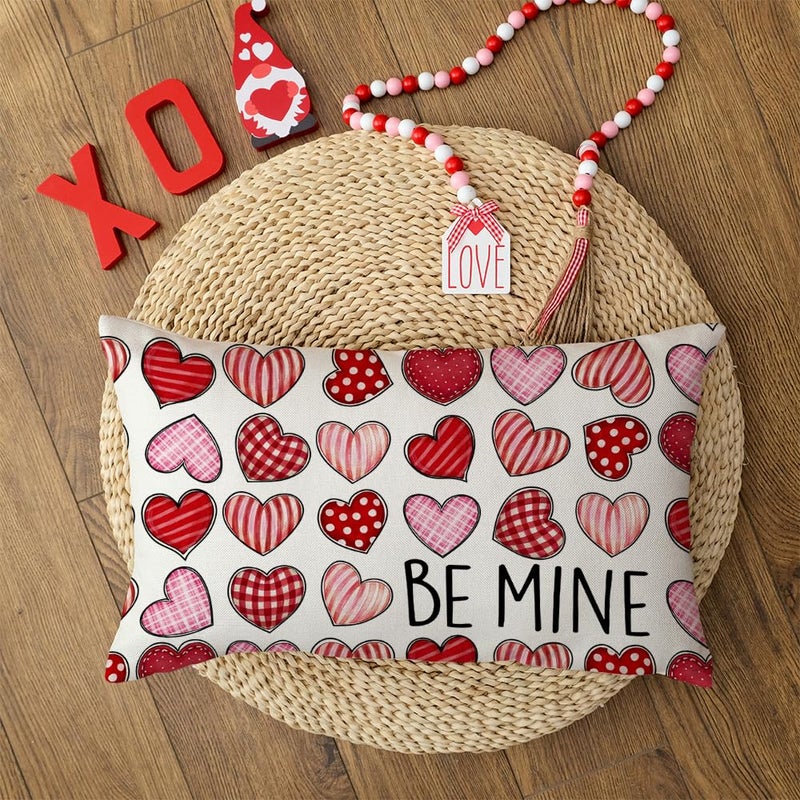 AACORS Valentines Day Pillow Cover 12X20 Inch Colorful Heart Be Mine Decoration Holiday Home Decorative Cushion Case for Sofa Couch Decor AA325-12 - Image 4