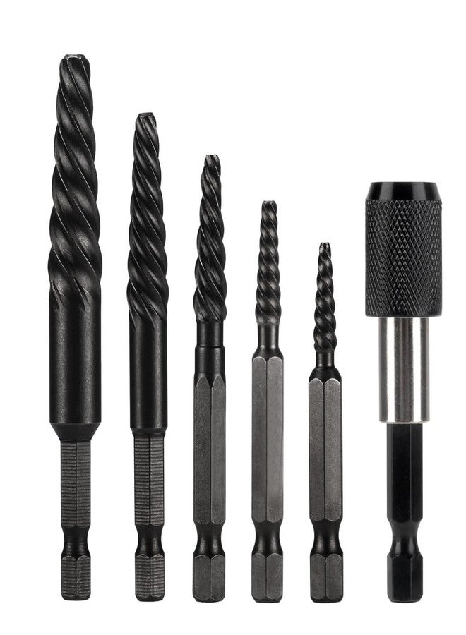 NORTOOLS 6 PCS Broken stud extractor kit Damaged Screw Extractor Set with 1/4 Quick Change Arbors Tool Kit Fine Thread Bad Screw Stud Remover - Image 1