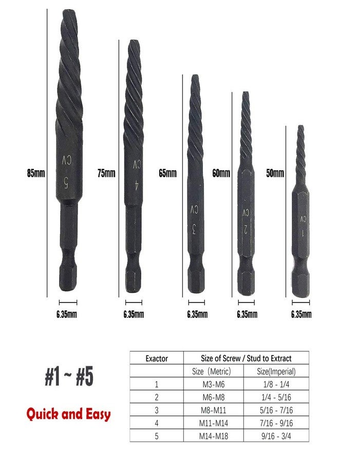 NORTOOLS 6 PCS Broken stud extractor kit Damaged Screw Extractor Set with 1/4 Quick Change Arbors Tool Kit Fine Thread Bad Screw Stud Remover - Image 2