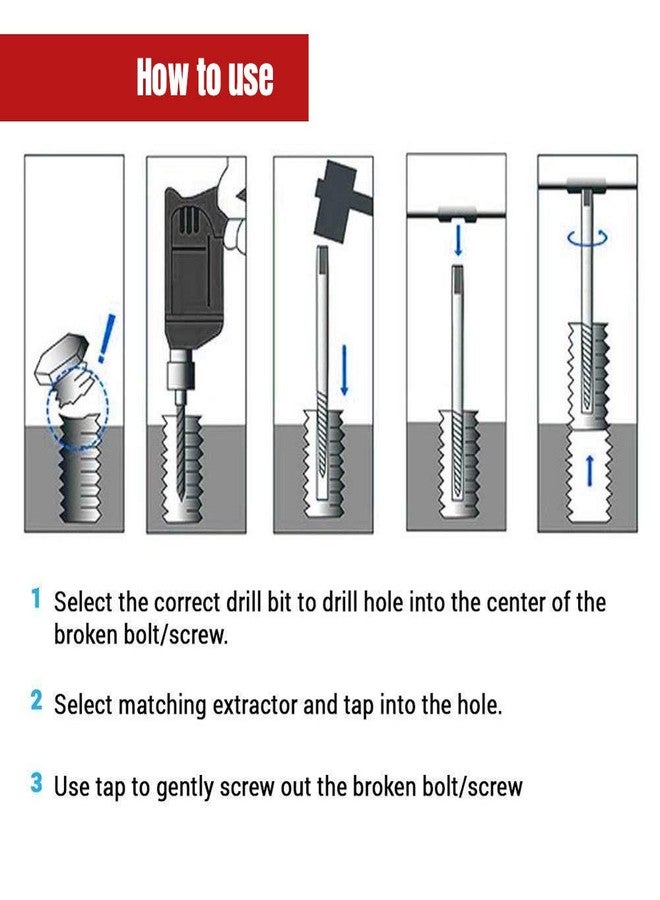 NORTOOLS 6 PCS Broken stud extractor kit Damaged Screw Extractor Set with 1/4 Quick Change Arbors Tool Kit Fine Thread Bad Screw Stud Remover - Image 5