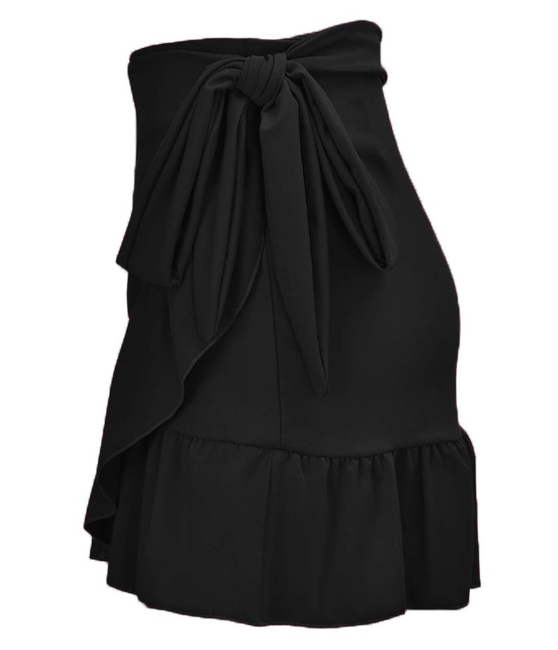ChinFun UPF 50+ Women's Ruffle Sarongs Beach Wrap Cover Up Swimwear Bikini Bottoms High Waisted Tankini Swim Skirts Swimdress Black Size XS-S - Image 3