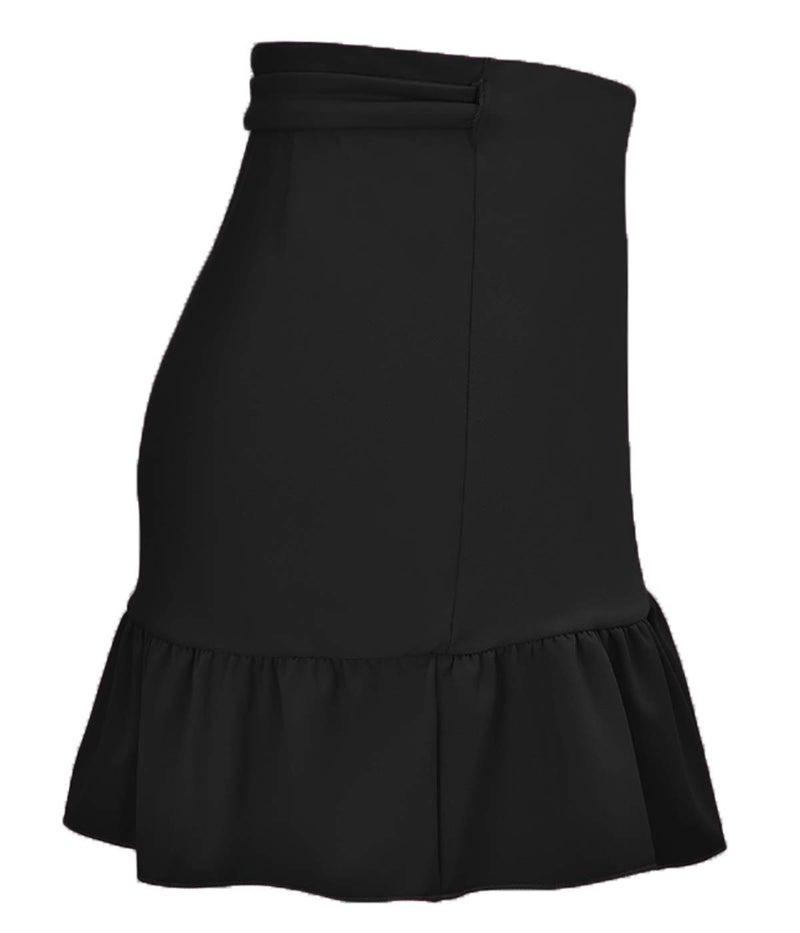 ChinFun UPF 50+ Women's Ruffle Sarongs Beach Wrap Cover Up Swimwear Bikini Bottoms High Waisted Tankini Swim Skirts Swimdress Black Size XS-S - Image 4