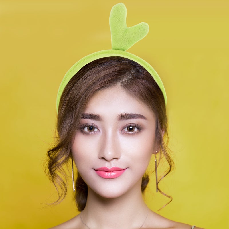 1Set Bean Headband: Cute Green Plant Hairband Hair Clips Funny Cactus Hair Accessories Headpiece for Cosplay Party Skincare - Image 5