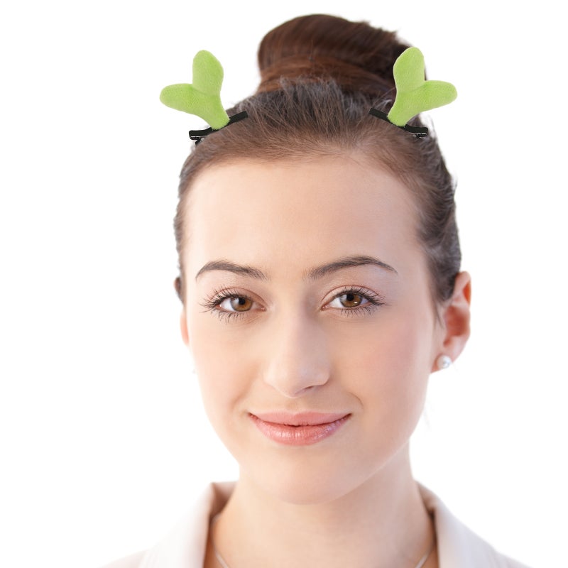 1Set Bean Headband: Cute Green Plant Hairband Hair Clips Funny Cactus Hair Accessories Headpiece for Cosplay Party Skincare - Image 3