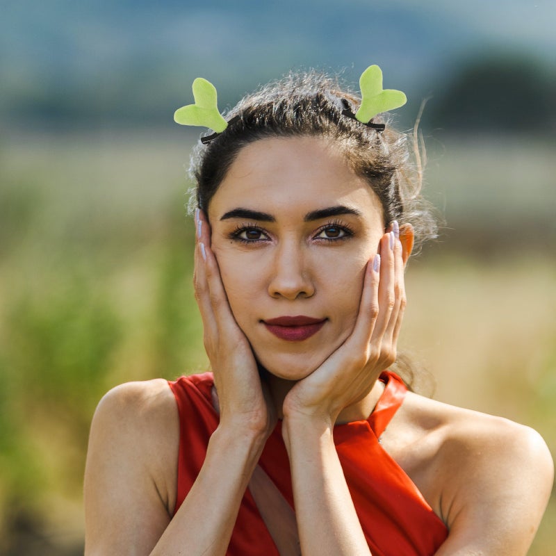 1Set Bean Headband: Cute Green Plant Hairband Hair Clips Funny Cactus Hair Accessories Headpiece for Cosplay Party Skincare - Image 2