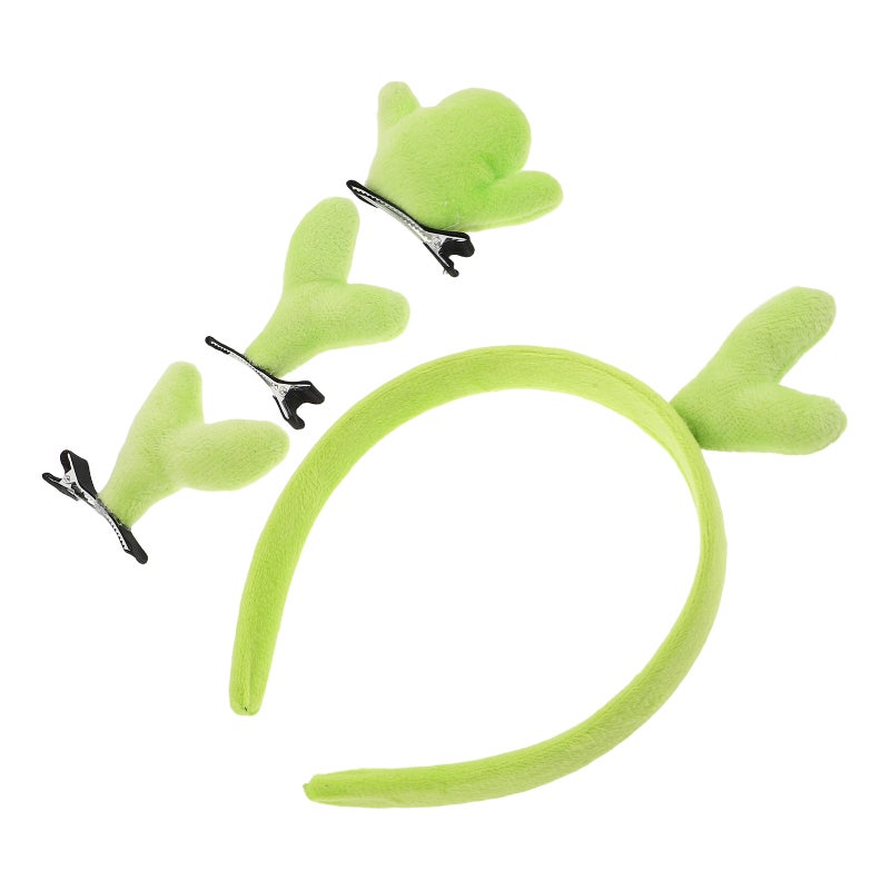 1Set Bean Headband: Cute Green Plant Hairband Hair Clips Funny Cactus Hair Accessories Headpiece for Cosplay Party Skincare - Image 1
