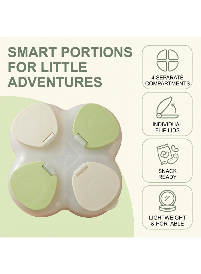 She&Little Baby Food Container, Formula Dispenser, Milk Powder Container, Baby Formula Dispenser, Portable Milk Powder Container, 4 Independent Leakproof Compartments, Side Spout Design, for Nighttime Feeding, Travel, Outdoor Feeding (Green) - Image 2