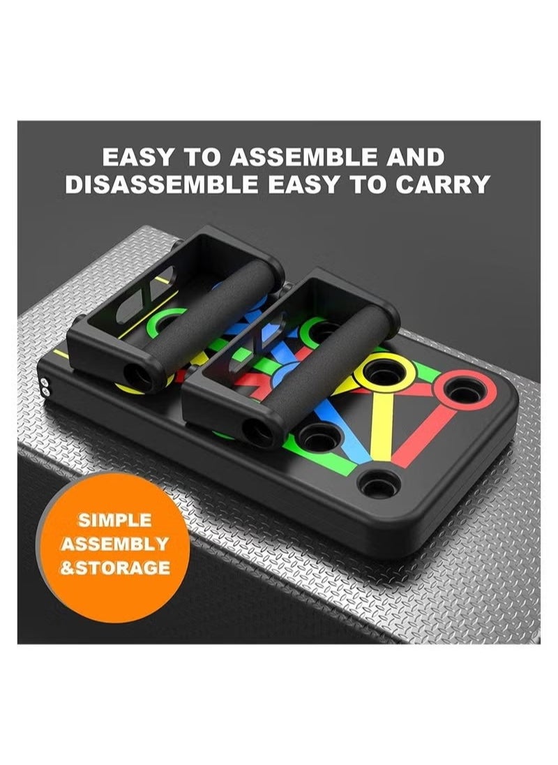 Push Up Board Multi Function 14 in 1 Push Up Bar Foldable Push Up Handles for Floor to Strengthen Arms Core and Back Portable Home Gym Strength Training Equipment for Men and Women