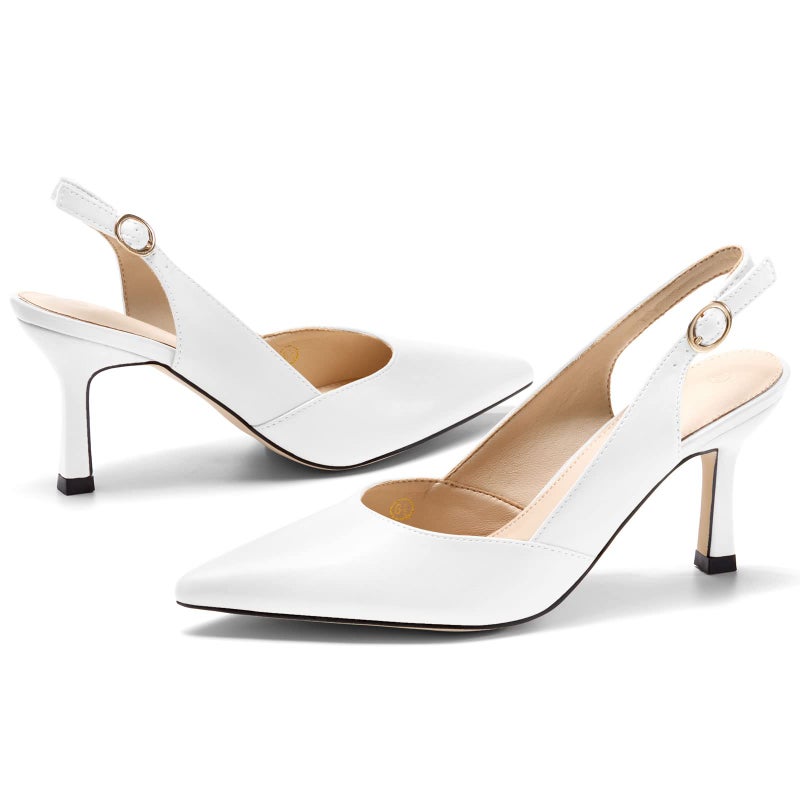 Rilista Women's Slingback Kitten Heels Closed Pointed Toe Wedding Party Dress Pumps Shoes - Image 3