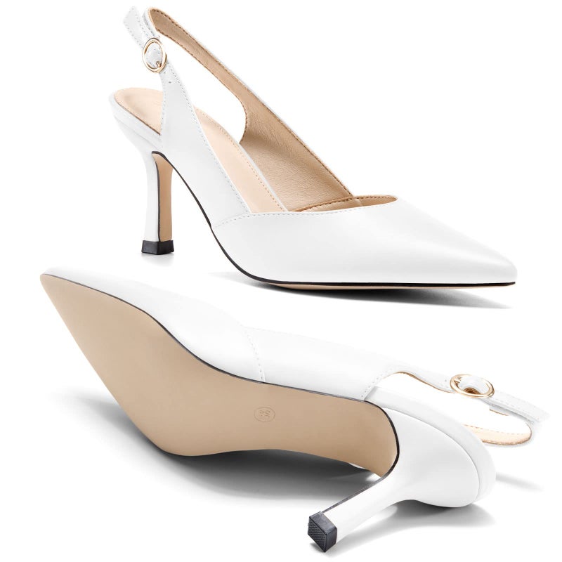 Rilista Women's Slingback Kitten Heels Closed Pointed Toe Wedding Party Dress Pumps Shoes - Image 4
