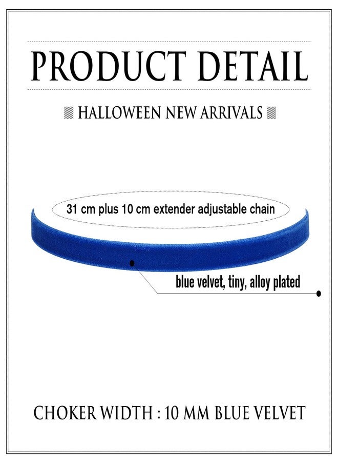 RareLove Blue Choker Necklace Tiny Velvet Choker Necklace for Women Witch Vampire Costume Accessories Gothic Jewelry - Image 2