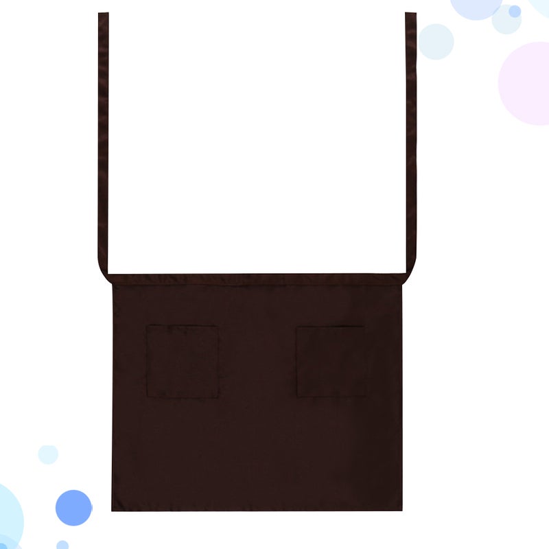 Half-length Working Apron Waist Apron Short Serving Aprons with Pockets Waiter Waitress Workwear (Coffee Polyester Material) - Image 4