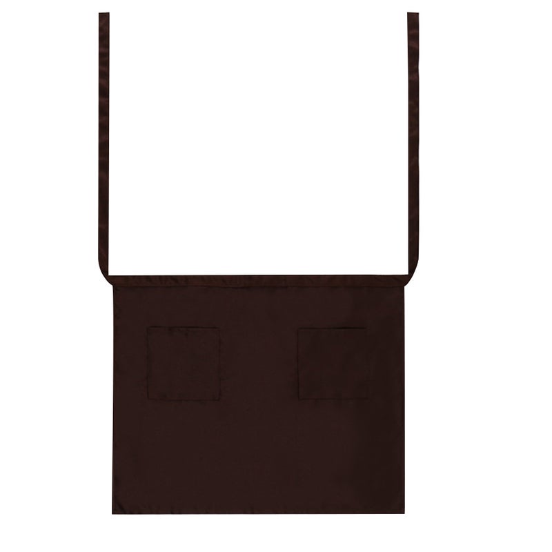 Half-length Working Apron Waist Apron Short Serving Aprons with Pockets Waiter Waitress Workwear (Coffee Polyester Material) - Image 1