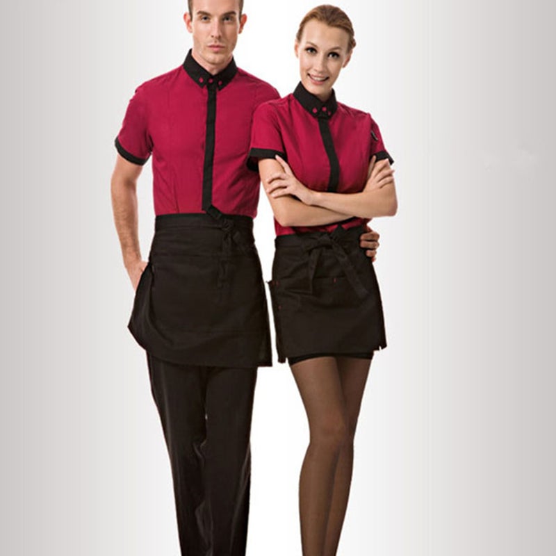 Half-length Working Apron Waist Apron Short Serving Aprons with Pockets Waiter Waitress Workwear (Coffee Polyester Material) - Image 5