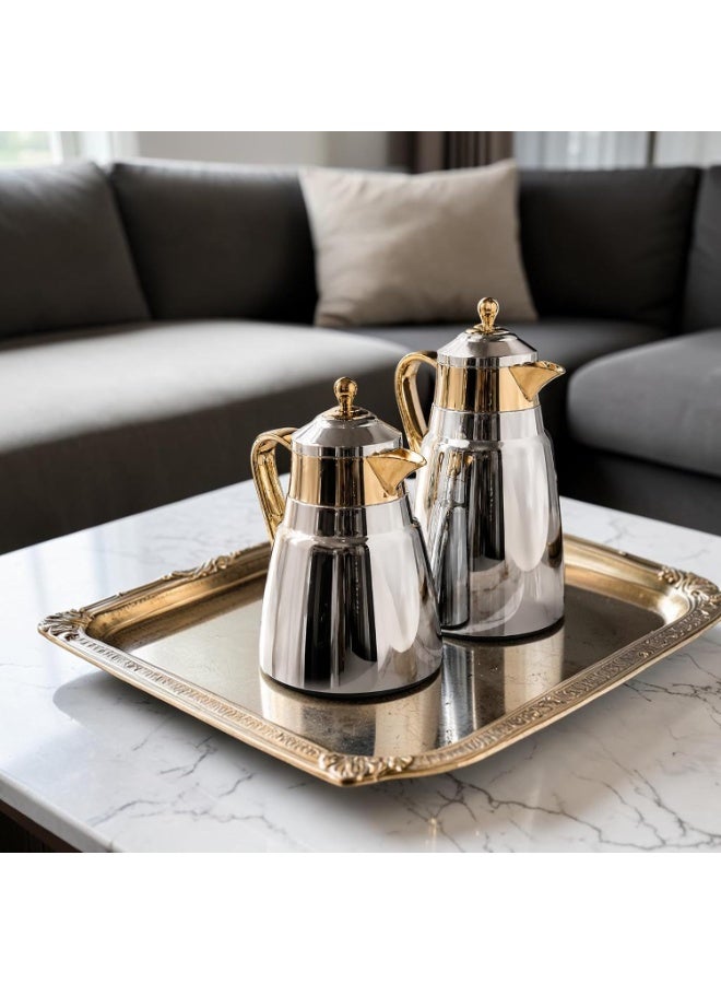 REFAN Premium Stainless Steel Tea and Coffee Vacuum Flask Set of 2, 1 Liter & 0.5 Liter, Keep Heat 12 Hours and Cold 24 Hours, High Quality Thermal Bottle and Elegant Design for Hospitality - Image 2