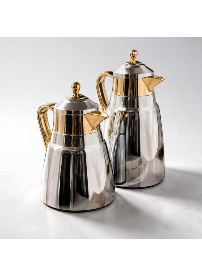 REFAN Premium Stainless Steel Tea and Coffee Vacuum Flask Set of 2, 1 Liter & 0.5 Liter, Keep Heat 12 Hours and Cold 24 Hours, High Quality Thermal Bottle and Elegant Design for Hospitality - Image 1