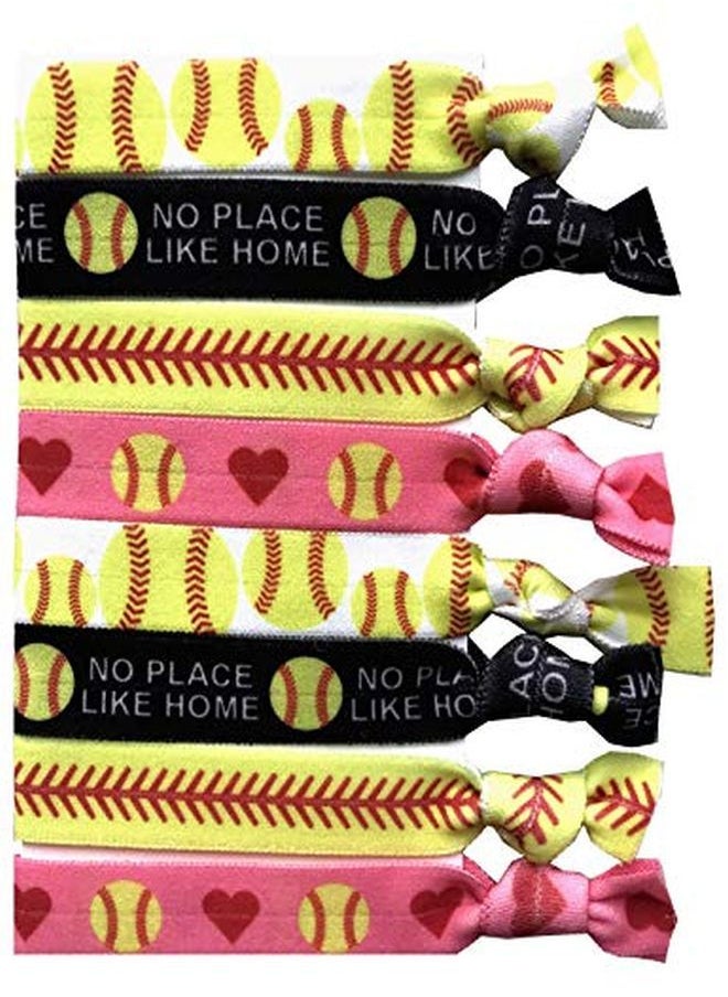 Sportigift 8 Piece Softball Gift Hair Elastic Set Gifts And Accessories For Players, Women, Girls, Coaches, Teams, High School Softball Teams, Women'S Leagues Made In The Usa  - Image 1