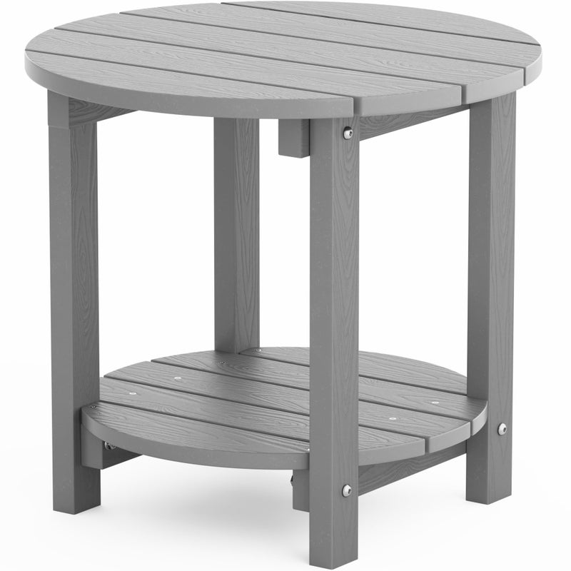 YEFU Adirondack Side Table, 18" Double Outdoor Side Table, Poly Lumber end Table, Weather Resistant for Indoor, Patio, Pool, Porch, Backyard-Grey - Image 1