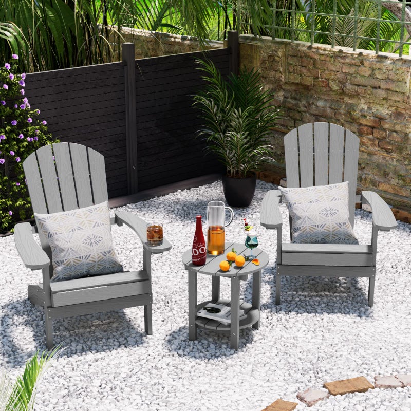 YEFU Adirondack Side Table, 18" Double Outdoor Side Table, Poly Lumber end Table, Weather Resistant for Indoor, Patio, Pool, Porch, Backyard-Grey - Image 5