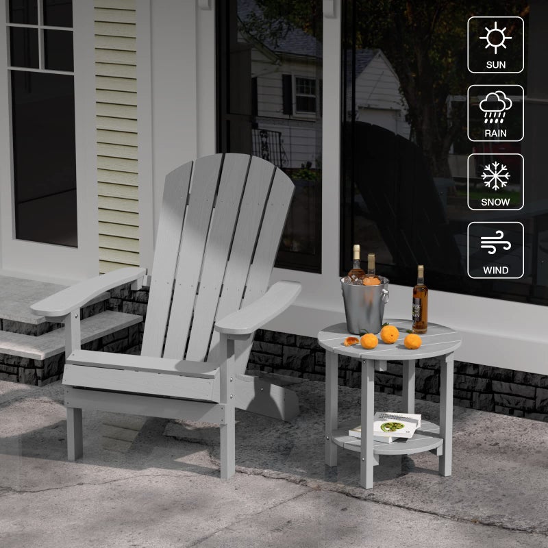 YEFU Adirondack Side Table, 18" Double Outdoor Side Table, Poly Lumber end Table, Weather Resistant for Indoor, Patio, Pool, Porch, Backyard-Grey - Image 4