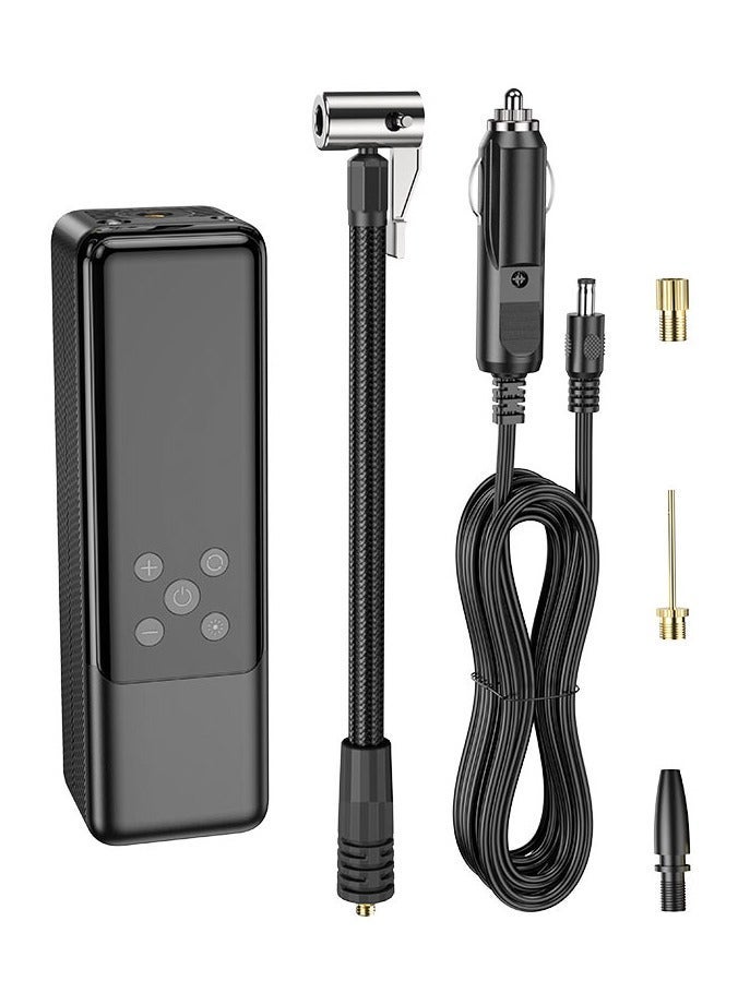 Hoco Digital Portable Tire Inflator – 12V Smart Air Pump with LED Display, Auto Shut-Off, Built-In Flashlight, Multiple Nozzles – Compact Electric Air Compressor for Car, Bike, Motorcycle, Ball & Inflatable Toys – Fast & Accurate Inflation  - Image 2