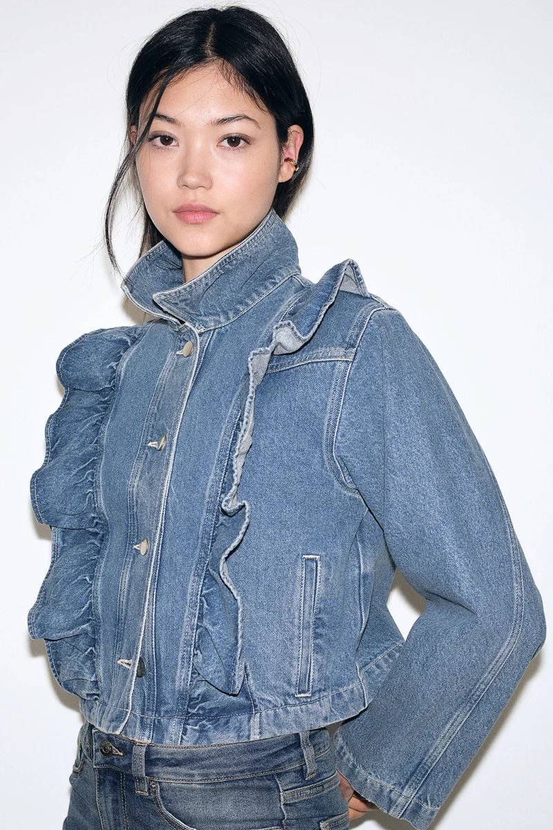 H&M Frill-trimmed denim jacket