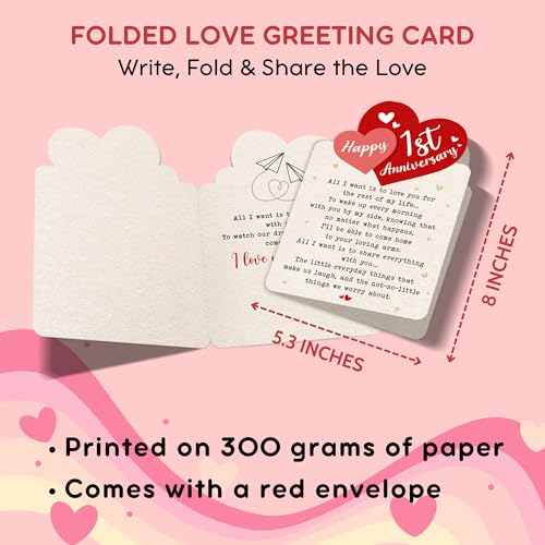 HUNIGIFT Anniversary Card for Couple, Husband, Wife, Boyfriend, Girlfriend, Fiance - Anniversary Birthday Cards for Him, Her - 5.3''x 8.0'' Romantic Relationship Greeting Card with Red Envelope - Image 2