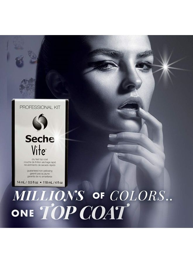 SECHE Vite Dry Fast Top Coat Professional Kit, 4 oz Refill & 0.50 oz - Image 2